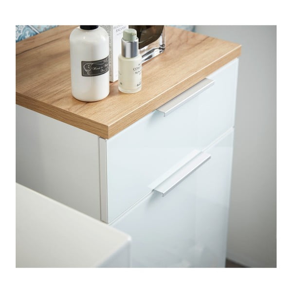 Mobile da bagno basso in rovere bianco naturale 39x86 cm Pescara - Germania-image-3