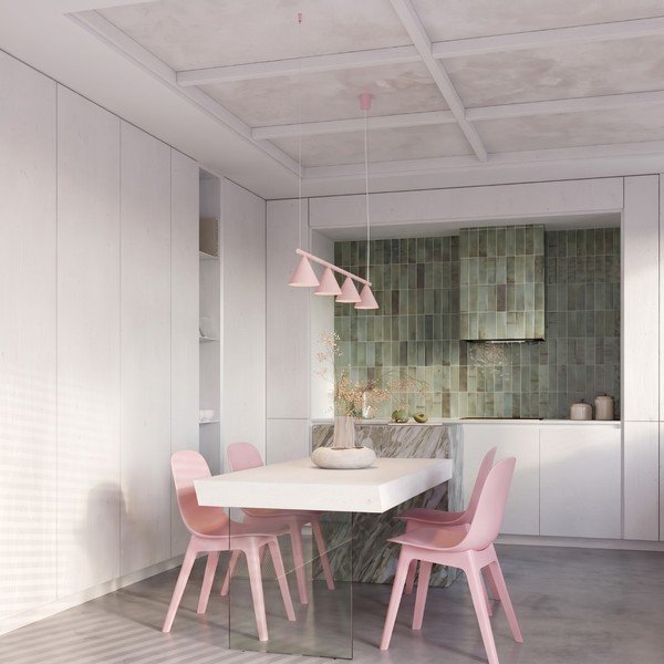 Lampadario rosa in acciaio Zylo – Sollux-image-4