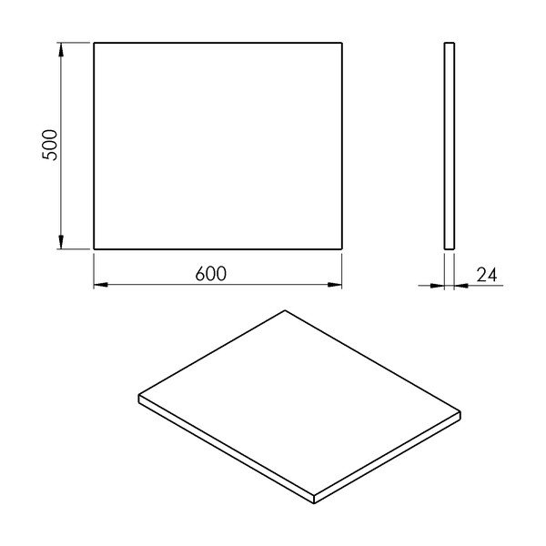 Piano bianco per lavabo 60x50 cm Plato – Sapho-image-2