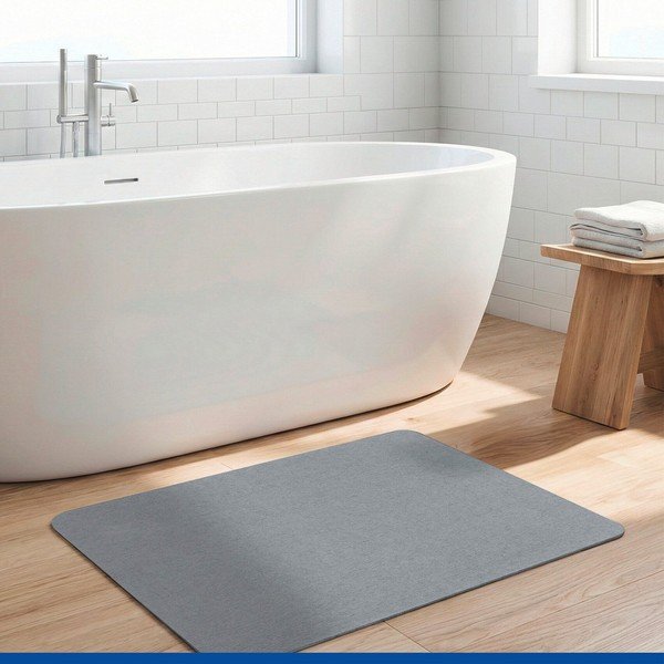 Tappetino per il bagno grigio in diatomite 50x80 cm Simi – Wenko-image-1