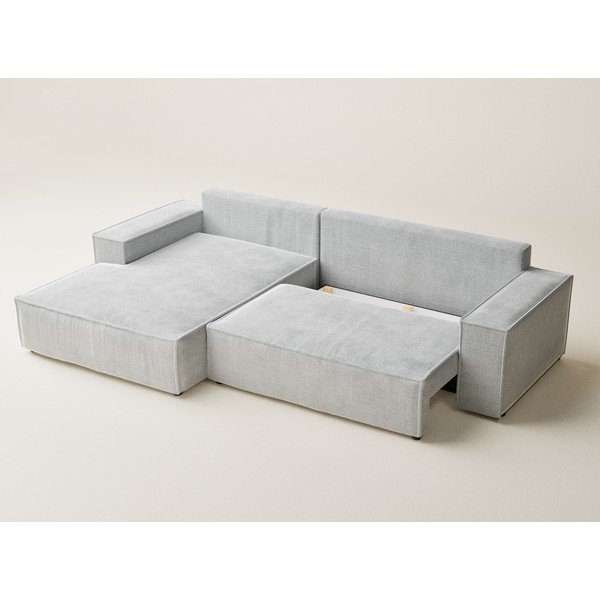 Divano angolare grigio chiaro allungabile/con contenitore (con penisola a sinistra/con chaise lounge) con rivestimento in ciniglia Maze – Maison de Rêve-image-4