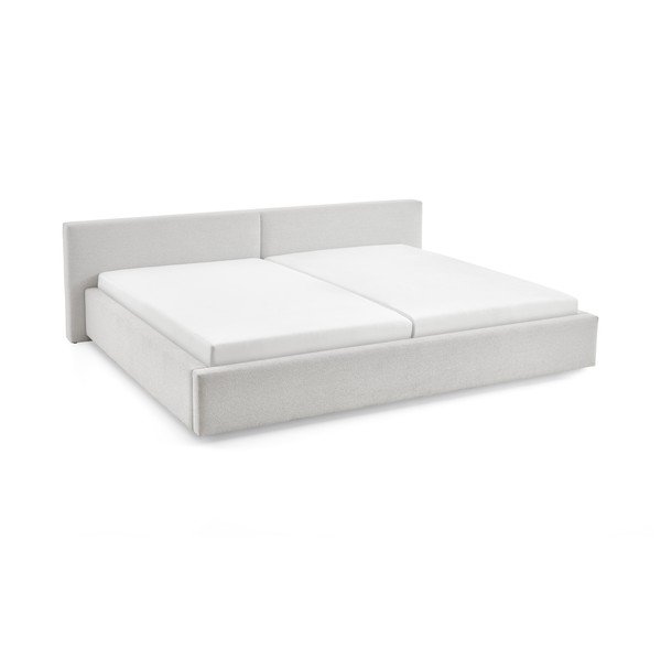 Letto matrimoniale imbottito grigio con contenitore con rete inclusa 200x240 cm Cube – Meise Möbel-image-3