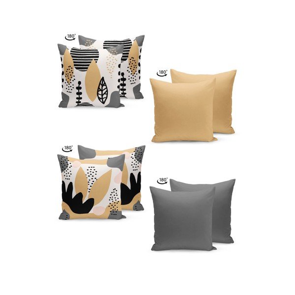 Set di 4 federe geometriche grigie e beige, 45 x 45 cm - Kate Louise-image-1