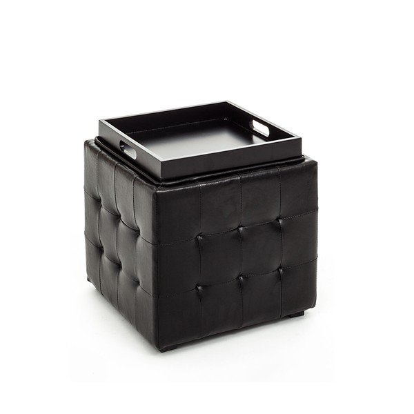 Pouf nero con vano portaoggetti Custodia - Tomasucci-image-1