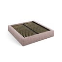 Letto matrimoniale imbottito rosa chiaro con contenitore e rete inclusi 200x200 cm Simon – Micadoni 