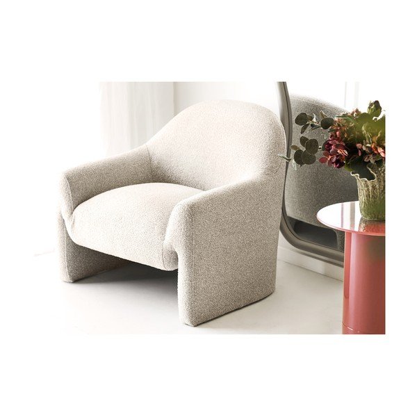 Poltrona color crema con rivestimento in ciniglia Zahara – House Nordic-image-3