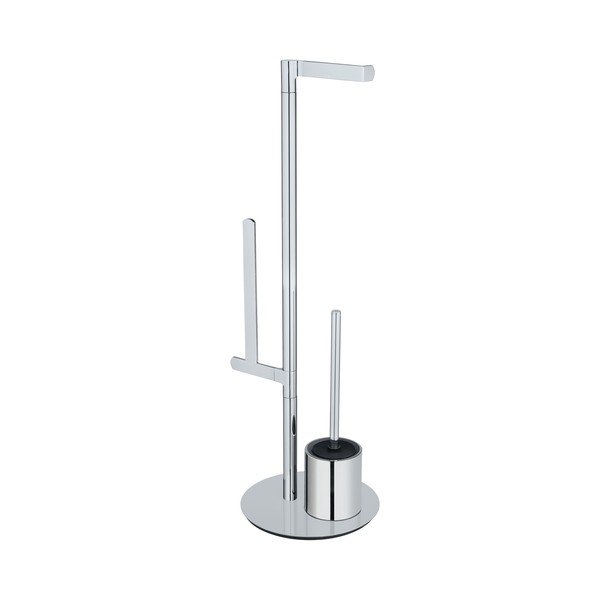 Porta carta igienica con scopino in acciaio inox Polvano - Wenko-image-2