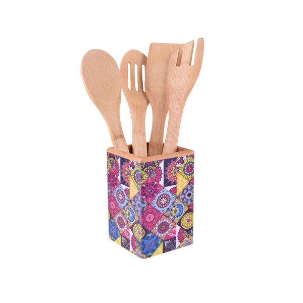 Set bambusového kuchyňského náčiní ve stojanu Bambum Nirvana Ravioli