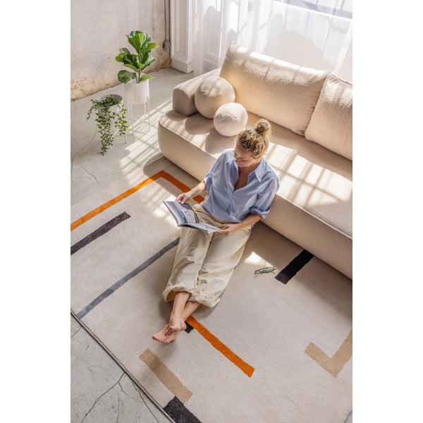 Tappeto arancione/color crema 140x200 cm Linea – Universal-image-3