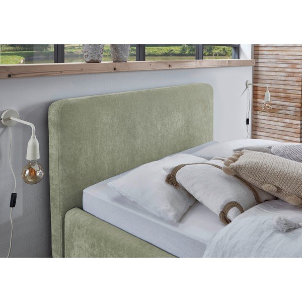 Letto matrimoniale imbottito verde chiaro con rete inclusa 120x200 cm Mattis – Meise Möbel-image-4