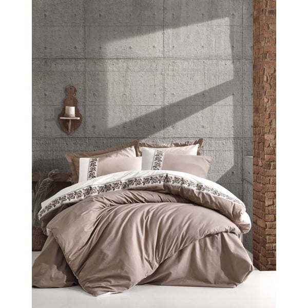 Biancheria da letto in cotone beige con lenzuolo Cotton Box , 200 x 220 cm Rosinda - Mijolnir