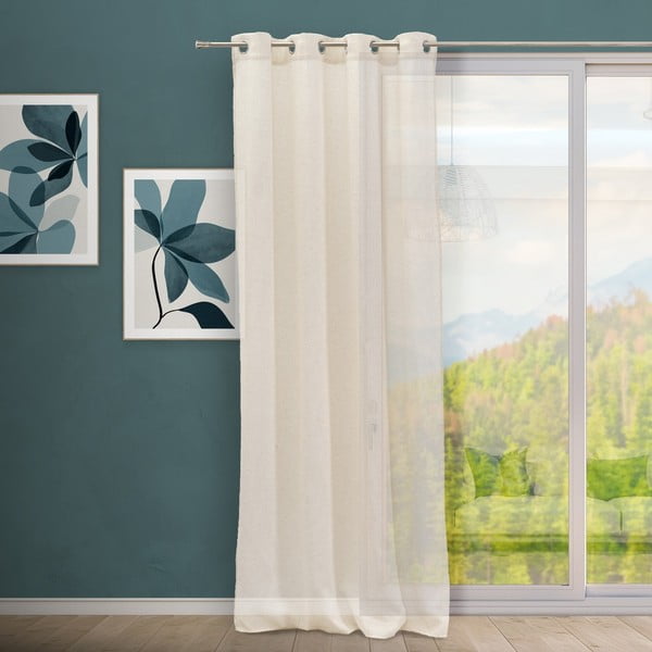 Tenda sottile beige in misto lino 140x260 cm Fifties – Casa Selección-image-1