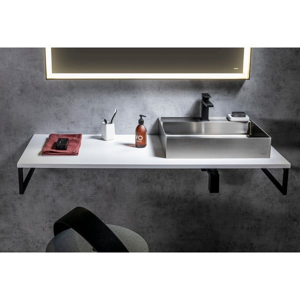 Piano bianco per lavabo 140x50 cm Plato – Sapho