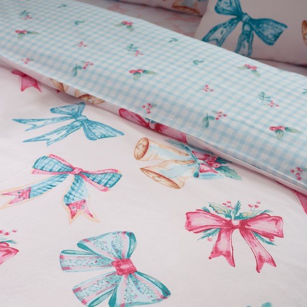 Set copripiumino e federa rosa per letto singolo 135x200 cm Bows And Bells – Catherine Lansfield-image-4