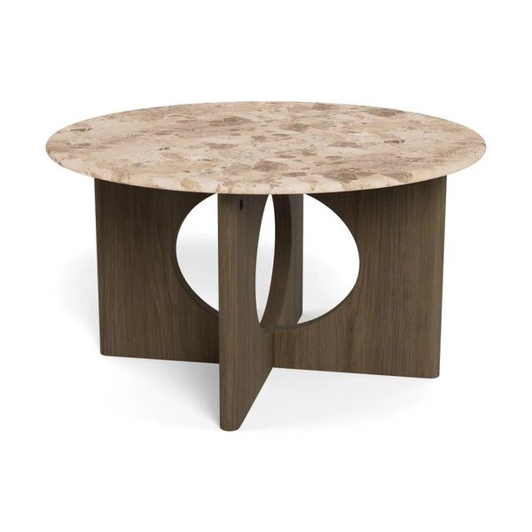 Tavolino da salotto rotondo colore naturale scuro con piano in marmo ø 80 cm Foley – Actona-image-3