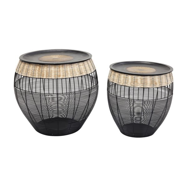 Set di 2 tavoli contenitori neri African Drums - Kare Design