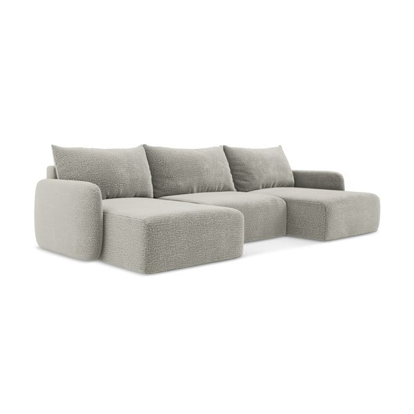 Divano angolare grigio chiaro allungabile/con contenitore Kalena – Makamii-image-1