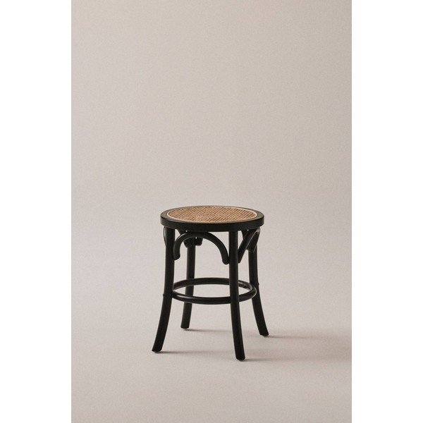 Sgabello nero in rattan Koster – Jotex-image-1
