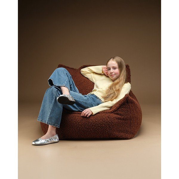 Pouf a sacco per bambini marrone chiaro con rivestimento in pelliccia sintetica Club – Wigiwama-image-4