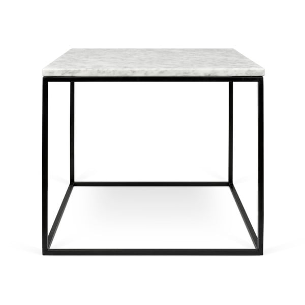 Tavolino in marmo bianco con gambe nere Gleam, 50 x 50 cm - TemaHome