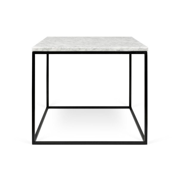 Konferenční stolek s černým podnožím a bílou mramorovou deskou TemaHome Gleam, 50 x 50 cm
