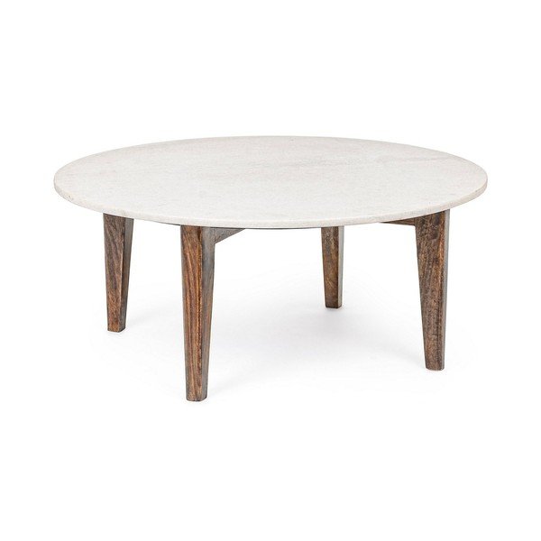 Tavolino da salotto rotondo bianco/di colore naturale con piano in marmo ø 75 cm Sylvester – Bizzotto