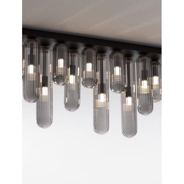 Plafoniera grigia in vetro con paralume in vetro 10x72 cm Gustave – Nova Luce-image-4