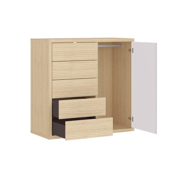 Armadio basso bianco in rovere 113x113 cm Hugo - TemaHome-image-4