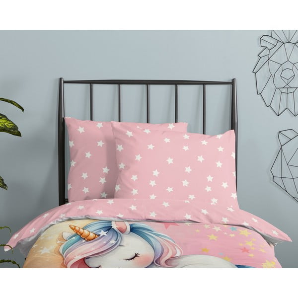 Set copripiumino e federa da bambini rosa in cotone per letto singolo 140x200 cm Molly – Good Morning-image-2
