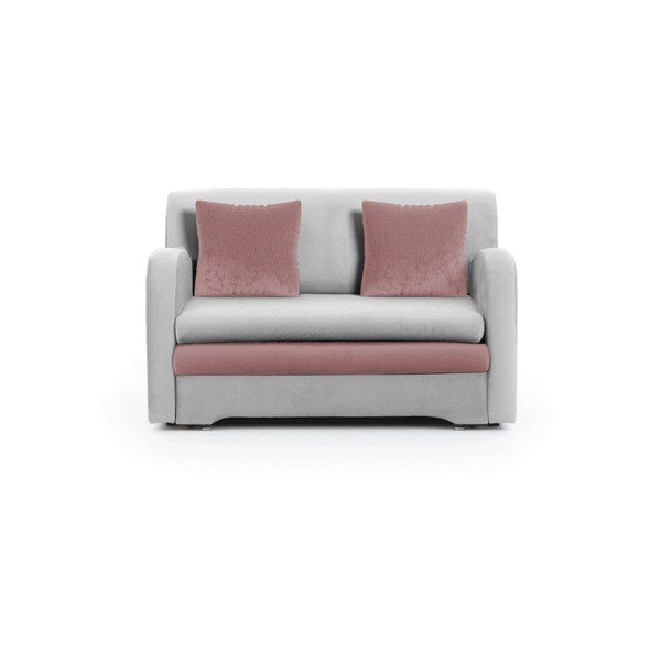 Divano rosa/grigio chiaro allungabile e rivestimento in velluto 130 cm Ario – ELTAP
