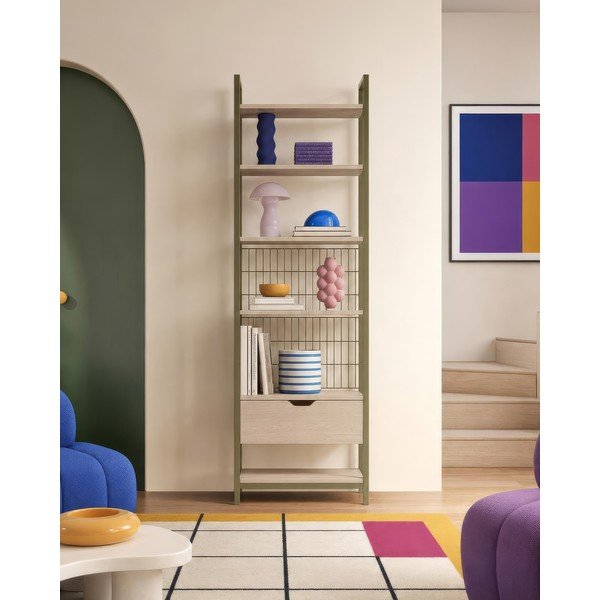 Libreria verde in acciaio 60x179,5x40 cm Amara – Marckeric-image-2