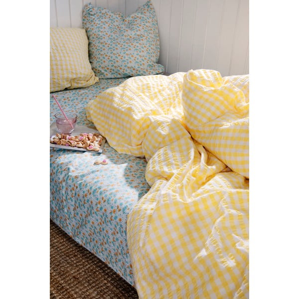 Biancheria da letto in crêpe giallo e bianco per letto singolo 140x200 cm Bæk&Bølge - JUNA-image-3