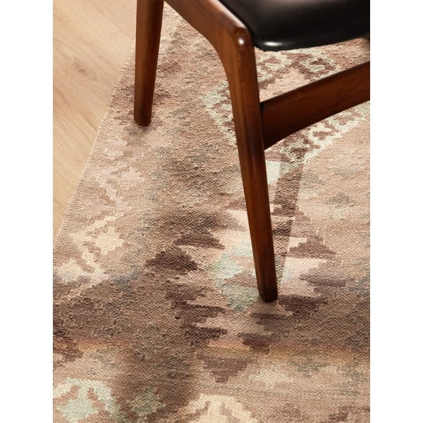 Passatoia azzurra/beige in lana reversibile/tessuta a mano 60x190 cm Kamal Dune – Nouristan-image-3