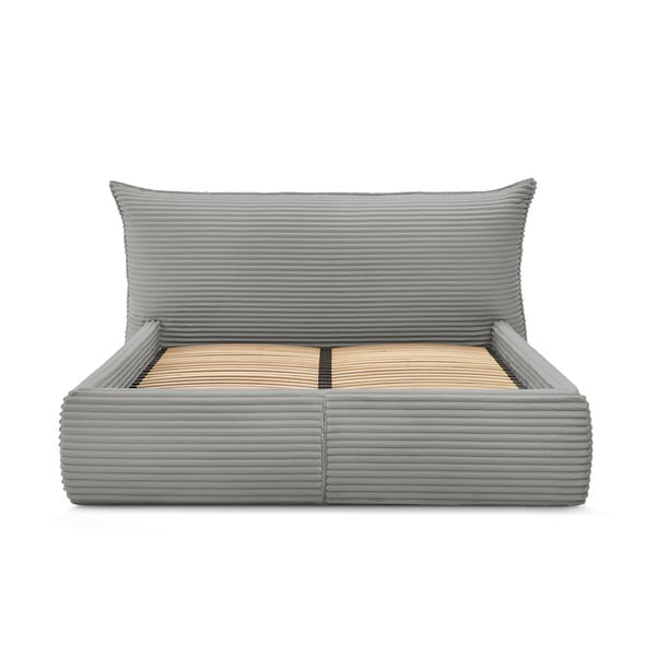 Letto matrimoniale grigio imbottito con spazio contenitivo con griglia inclusa 160x200 cm Jade – Bobochic Paris-image-4