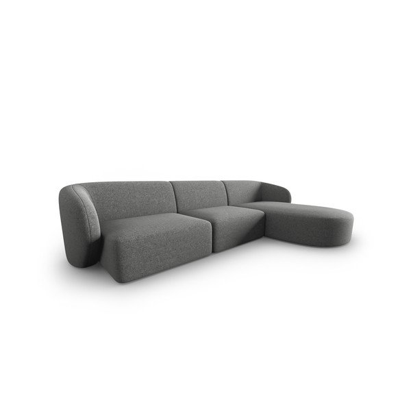 Divano angolare grigio (con penisola a destra/con chaise lounge) con rivestimento in ciniglia Paolo – Milo Casa-image-1