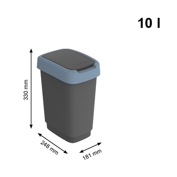 Bidone per rifiuti in plastica riciclata 10 L Twist - Rotho-image-3