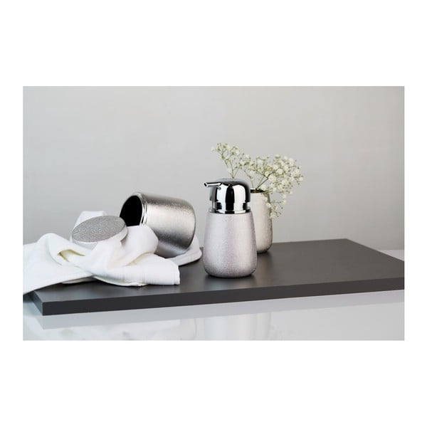 Bicchiere per spazzolino da denti in ceramica color argento Glimma - Wenko-image-1