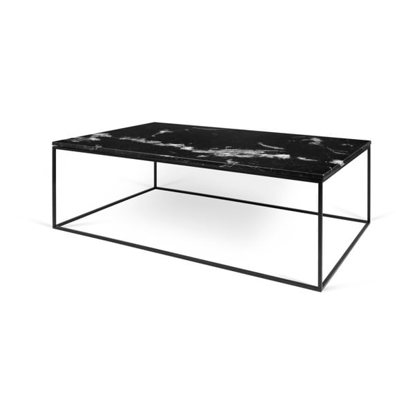 Tavolino in marmo nero con gambe nere Gleam, 120 x 75 cm - TemaHome-image-1