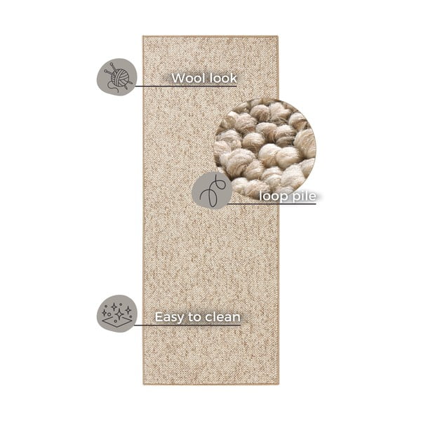 Passatoia beige scuro 80 x 200 cm Wolly - BT Carpet-image-4