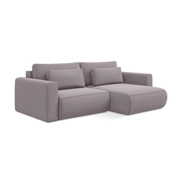 Divano angolare lavanda allungabile/con contenitore (con penisola a destra/con chaise lounge) con rivestimento in velluto Kapua – Makamii-image-1