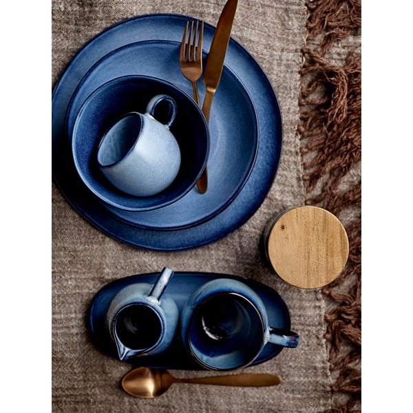 Piatto basso in gres blu Sandrine - Bloomingville-image-4