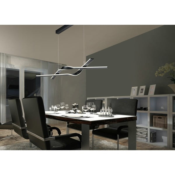 Apparecchio a sospensione LED nero con paralume in metallo Cicenza - CINQUE-image-1