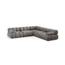 Divano angolare componibile grigio chiaro con rivestimento in velluto Bellis – Micadoni 