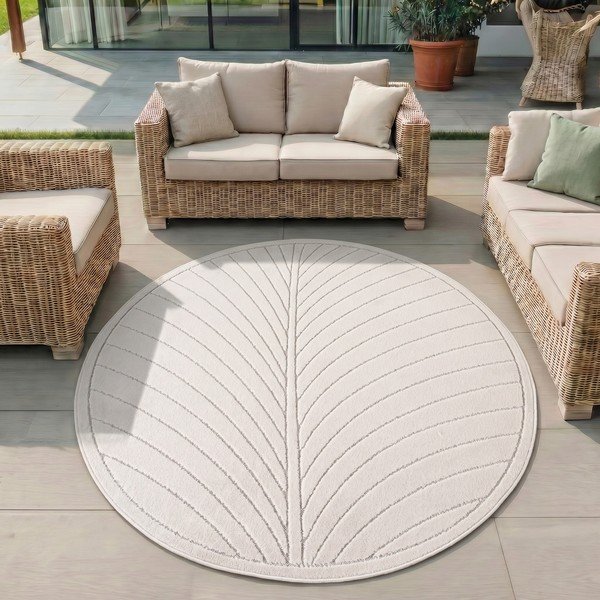 Tappeto da interno/esterno rotondo color crema ø 120 cm Nova 1204 – Ayyildiz Carpets-image-1