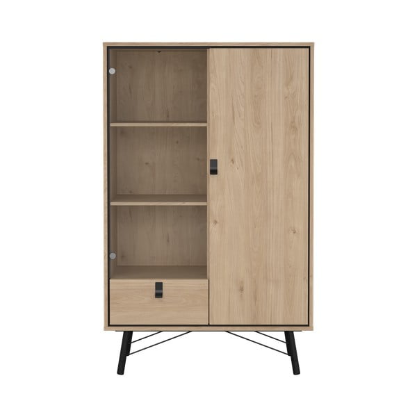 Vetrina di colore naturale con effetto rovere 102x162x40 cm Ry – Tvilum