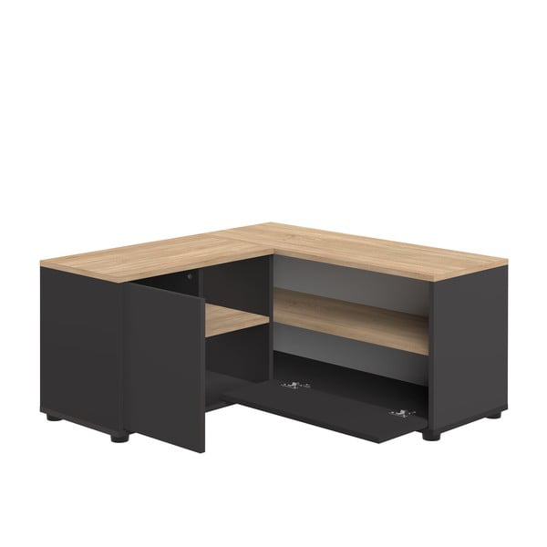 Tavolo TV in rovere decorato in nero e naturale 90x45 cm Angle - TemaHome-image-3