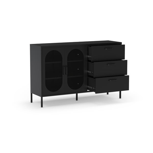 Cassettiera nera 140x90 cm Diora - Marckeric-image-4