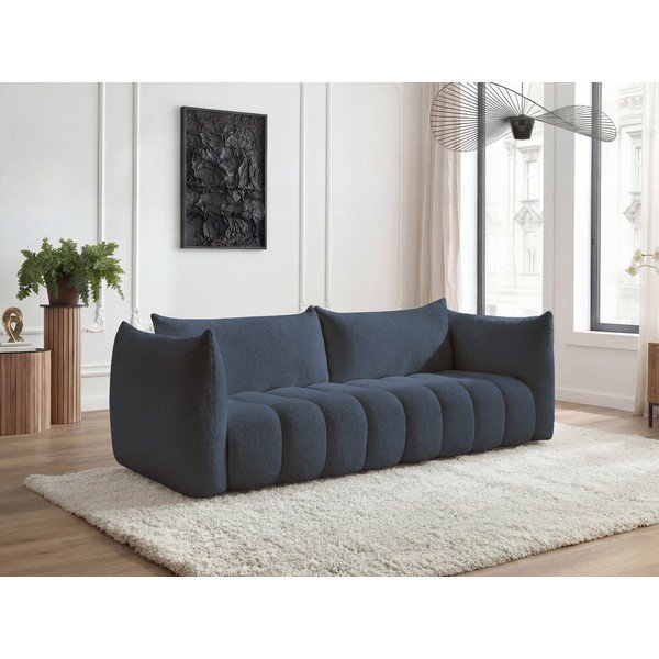 Divano blu scuro con rivestimento in bouclé 286 cm Azra – Bobochic Paris-image-1