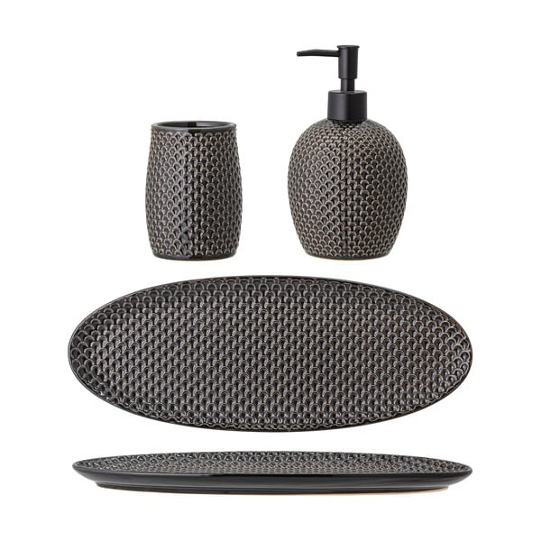 Set di accessori da bagno grigio in gres Hrin - Bloomingville-image-4