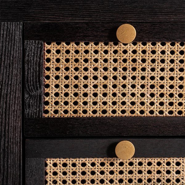 Cassettiera bassa in legno di abete in colore nero-naturale 100x78 cm Kenia - Burkina-image-4